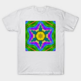 Retro Mandala Flower Blue Green and Purple T-Shirt